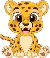 desenho animado bebê fofo leopardo sentado vetor