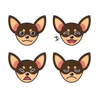 conjunto de rostos de cachorro chihuahua de personagem mostrando emoções diferentes vetor