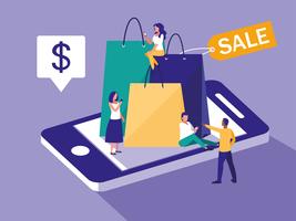 smartphone e compras on-line vetor