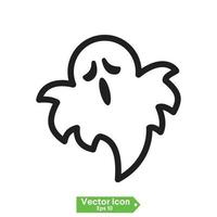 ícone de fantasma isolado em um fundo branco. ícone de vetor fantasma, variação de emoção. elementos de design de estilo simples simples. imagens de terror assustadoras.