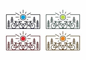 ilustração de arte de linha plana colorida de bicicleta vetor