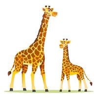 girafa com ilustração de desenho animado de filhote fofo