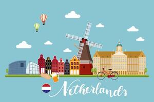 Paisagem de viagens na Holanda vetor