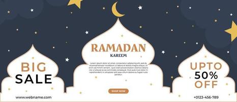 design de promoção de modelo de banner de desconto de venda do ramadã para negócios vetor