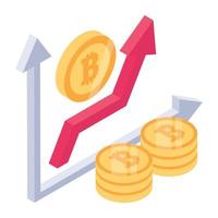 ícone isométrico do relatório de produtividade, eficiência do negócio vetor