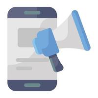 smartphone com megafone, vetor de campanha móvel