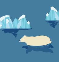 Urso polar bonito nadando vetor