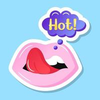 um adesivo de lábios sensuais com conceito de sabor quente vetor