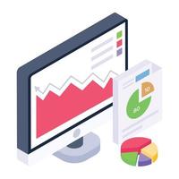um design de ícone isométrico de crescimento de gráfico vetor