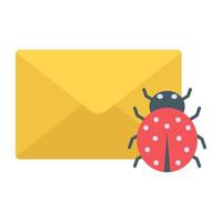 ícone plano editável na moda de bug de e-mail vetor