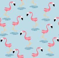 Pé de pássaro flamingo rosa no padrão de água vetor