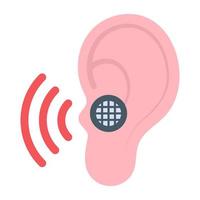 ícone plano único na moda do dispositivo de ouvido vetor