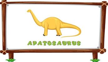 modelo de quadro com dinossauros e design de apatossauro de texto dentro vetor