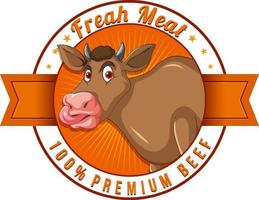 logotipo de carne premium de carne fresca com desenho de vaca vetor