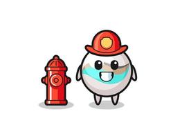 personagem mascote de brinquedo de mármore como bombeiro vetor
