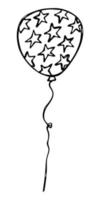 ilustração de balão voador desenhada à mão isolada em um fundo branco. doodle de balão de festa de aniversário. clipart de férias. vetor