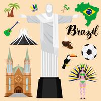 Tourist Brazil Travel coleção definida vetor