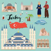 Tourist Turkey Travel coleção definida vetor