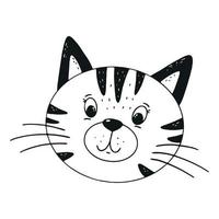 ilustração fofa cabeça de gato para pôsteres de berçário, estampas, cartões, decoração de roupas infantis, adesivos, páginas para colorir, etc. eps 10 vetor