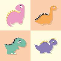 quatro dinossauro fofo vetor