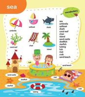 vocabulário de educação ilustração vetorial de mar vetor