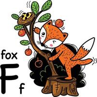 mão desenhada. letra do alfabeto f-fox vetor