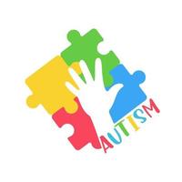 conceito de quebra-cabeça de cor do coração de cuidar de crianças mentalmente doentes com autismo vetor