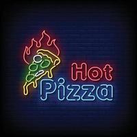 pizza quente sinais de néon estilo vetor de texto