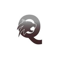 letra q com vetor de logotipo de ícone de cabeça de pantera
