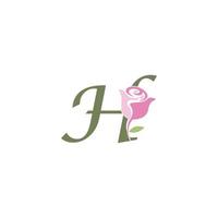 letra h com modelo de vetor de logotipo de ícone de rosa