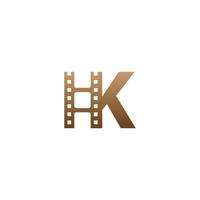 letra k com modelo de design de logotipo de ícone de tira de filme vetor