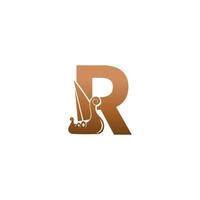 letra r com modelo de design de veleiro viking ícone de logotipo vetor