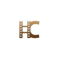 letra c com modelo de design de logotipo de ícone de tira de filme vetor