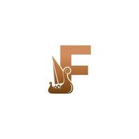 letra f com modelo de design de veleiro viking ícone de logotipo vetor