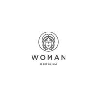 modelo de design de ícone de logotipo de linha de mulher de rosto vetor plano