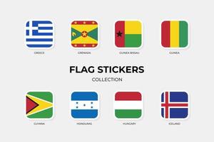 adesivos de bandeira da grécia, granada, guiné bissau, guiné, guiana, honduras, hungria, islândia vetor