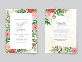 modelo de cartão de convite de casamento romântico de rosas vermelhas
