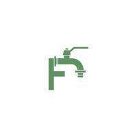 ícone de torneira com vetor de design de logotipo letra f