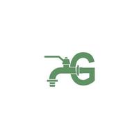 ícone de torneira com vetor de design de logotipo letra g