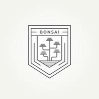 logotipo de ícone de arte de linha de bonsai de árvore japonesa estética vetor