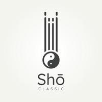 sho instrumento de música japonesa com logotipo yin yang vetor