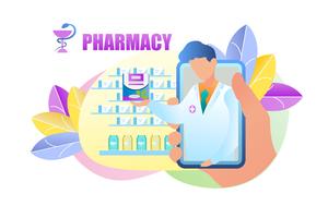 Farmácia de pedidos on-line de medicamentos vetor