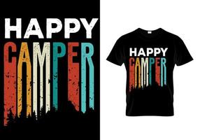 design de camiseta de acampamento feliz