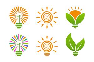 Ícones de lâmpada com temas de energia verde vetor
