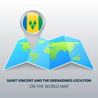 ícone de localização de são vincent e as granadinas no mapa do mundo vetor