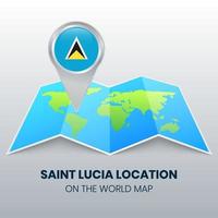 ícone de localização de santa lúcia no mapa do mundo, ícone de alfinete redondo de santa lúcia vetor