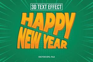 feliz ano novo efeitos de texto 3d vetor