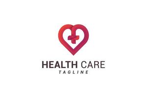 logotipo de cor vermelha de amor médico de cuidados de saúde vetor