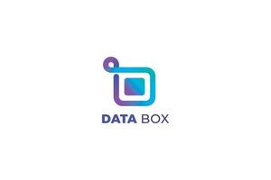 letra d caixa de dados digitais logotipo de cor azul vetor