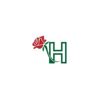 letra h com modelo de vetor de logotipo de ícone de rosa